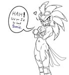 anthro beak chest_tuft clothing crossed_arms dialogue eyelashes eyewear feathers gloves goggles handwear heart_symbol knee_pads laugh male mohawk navel navel_piercing one_eye_closed piercing solo tail tail_feathers tuft wink heehoohaa idw_publishing sega sonic_riders sonic_the_hedgehog_(comics) sonic_the_hedgehog_(idw) sonic_the_hedgehog_(series) jet_the_hawk accipitrid accipitriform avian babylonian_(sonic) bird hi_res monochrome