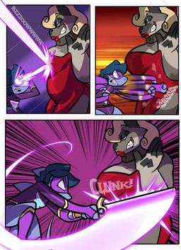 anthro blonde_hair blue_body blue_hair breasts clothed clothing colored_nails curly_hair duo female hair larger_female laser legwear lips male melee_weapon nails onomatopoeia punch red_lips simple_background size_difference smaller_male sound_effects superhero supervillain sword text tights violence weapon squiddy62 thunder_thresh_(squiddy62) wanda_wolf_(squiddy62) canid canine canis fish mammal marine shark wolf 2022 absurd_res comic hi_res nonbinary_(lore)