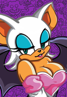 anthro bat_wings big_breasts black_nose blue_eyes blue_eyeshadow breasts cleavage clothed clothing eyeshadow female gem hair half-closed_eyes heart_clothing heart_symbol heart_topwear lipstick makeup membrane_(anatomy) membranous_wings narrowed_eyes pink_lipstick seductive skimpy smile smiling_at_viewer solo spread_wings tan_body toony topwear white_hair white_head wings fanggoblin eggman_logo sega sonic_the_hedgehog_(series) rouge_the_bat bat mammal absurd_res cel_shading colored digital_media_(artwork) hi_res portrait shaded