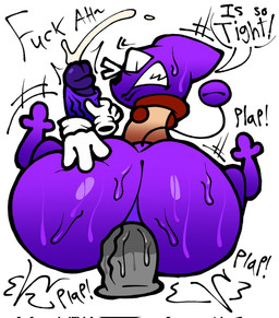 anal anal_masturbation anal_orgasm anal_penetration anthro big_butt big_penis black_eyes black_nose black_tail bodily_fluids brown_clothing brown_topwear brown_vest butt clothing dildo dildo_in_ass dildo_insertion ejaculation exclamation_point floating_hands fur genitals gloves hand_on_butt hands-free handwear huge_penis looking_at_butt looking_at_own_butt looking_at_self looking_back looking_pleasured male masturbation multicolored_clothing multicolored_topwear object_in_ass onomatopoeia orgasm penetration penis purple_body purple_ears purple_fur purple_tail sex_toy sex_toy_in_ass sex_toy_insertion simple_background solo sound_effects sweat tail teeth text thick_thighs topwear two_tone_clothing two_tone_tail two_tone_topwear two_tone_vest vein veiny_penis vest white_background white_clothing white_gloves white_handwear lucaslora bob_(superiorfox) alien domestic_cat felid feline felis mammal 2025 digital_media_(artwork) english_text hi_res