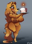 2019 absurd_res anthro areola artist_name belly big_areola big_breasts birthday_cake blush breasts cake canid canine canis chibi curvy_figure dessert digital_media_(artwork) domestic_dog eyelashes feet female fingers food fur grey_background hair hi_res huge_breasts hunting_dog inverted_nipples long_hair mabel_(cherrikissu) mammal mature_anthro mature_female nipples nude potbelly saluki shadow sighthound simple_background slightly_chubby smile solo standing superix tan_body tan_fur tan_hair thick_thighs toes tongue tongue_out voluptuous wide_hips yellow_eyes