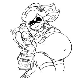 after_vore belly big_belly clothing duo female female/female female_pred humanoid_pred oral_vore same_size_vore torn_clothing vore jaxbeef nintendo splatoon marie_(splatoon) animal_humanoid aquatic aquatic_humanoid cephalopod cephalopod_humanoid humanoid inkling mollusk mollusk_humanoid octarian octoling 1:1 digital_media_(artwork) hi_res monochrome