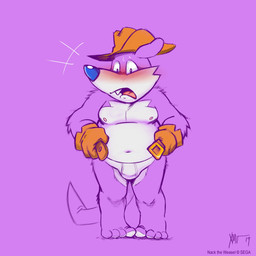 anthro barefoot belly belt biped blush briefs clothed clothing embarrassed feet fur gloves handwear hat headgear headwear male monotone_briefs monotone_clothing monotone_underwear moobs navel nipples overbite overweight overweight_anthro overweight_male purple_body purple_fur solo tighty_whities topless topless_male underwear white_body white_briefs white_clothing white_fur white_underwear impximon sega sonic_the_hedgehog_(series) fang_the_hunter dipodid jerboa mammal rodent 1:1 2019 hi_res signature