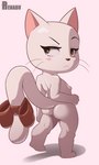 accessory anthro big_head blush bow_ribbon butt chibi eyebrows female furgonomics nipples nude ribbons simple_background solo tail tail_accessory tail_bow tail_ribbon renabu fairy_tail charle_(fairy_tail) exceed felid mammal 2022 3:5 absurd_res digital_media_(artwork) hi_res