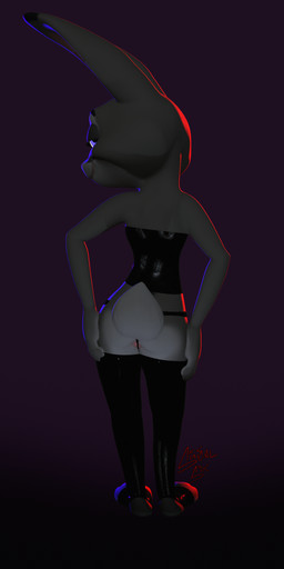 anthro anus anus_peek blue_light butt clothing corset female leggings legwear lingerie looking_at_viewer looking_back pose presenting red_light simple_background solo spread_butt spreading thong topwear underwear sinicalsix disney zootopia judy_hopps lagomorph leporid mammal rabbit 3d_(artwork) 6:13 digital_media_(artwork) hi_res