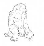 abs anthro biceps biped bottomwear claws clothed clothing fur kneeling loincloth male markings muscular muscular_anthro muscular_male navel nipples pecs pubes solo spots spotted_body spotted_fur spread_legs spreading toe_claws topless vexedlupine trystan_(dissimulated) hyena mammal spotted_hyena 2012 black_and_white hi_res line_art monochrome signature