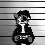 4_fingers anthro big_eyes black_eye_(injury) bruised clothing fingers frown fur gradient_background hair holding_object holding_sign jacket male open_mouth shirt sign simple_background solo toony topwear whiskers frankieancelotti least_weasel mammal mustelid musteline true_musteline weasel 1:1 greyscale half-length_portrait monochrome portrait