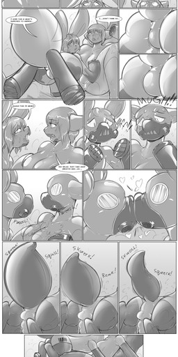 anthro armwear barcode blush breasts bulge chastity_device clenched_teeth clothing dialogue dipstick_tail drone duo_focus eyewear female gas_mask glasses glistening goo-connected_lips goo_transformation group hair heart_symbol hooves intersex kissing large_paws latex legwear long_ears looking_at_another markings mask multicolored_tail muzzle_(object) muzzled nude null_bulge one_eye_closed open_mouth pawpads paws scientific_experiment sharp_teeth sound_effects tail tail_markings teeth text transformation helixjack hasbro my_little_pony mew_(helixjack) nystre_(character) domestic_cat equid equine felid feline felis horse human mammal pony 2019 absurd_res comic digital_drawing_(artwork) digital_media_(artwork) english_text greyscale hi_res long_image monochrome tall_image