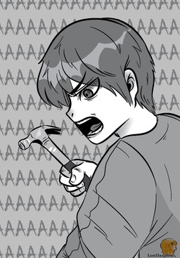 angry hammer human_only male not_furry offscreen_character solo text text_background tools lostdauphin fluffy_pony human mammal signature