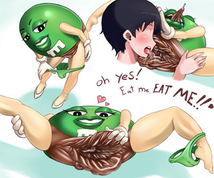 anatomically_correct anus big_vulva black_hair bodily_fluids brown_tongue brown_vulva candy clothed clothing clothing_around_one_leg clothing_pull cunnilingus cursed cursed_image dessert detailed_genitals excessive_vaginal_fluids faceless_character faceless_male feet female flesh_tunnel folds food footwear front_view genital_fluids genitals gloves gloves_only god_is_dead gradient_background green_body green_clothing green_lips green_panties green_skin green_underwear grotesque grotesque_genitals hair handwear handwear_only heart_symbol hearts_around_head high_heels horizontal_vulva hyper hyper_genitalia hyper_vulva interspecies leaning leaning_forward lips looking_at_viewer loose_pussy lying male male/female mascot mostly_nude nightmare_fuel no_socks on_back oral orb panties panties_around_one_leg panties_down panty_pull partially_clothed puffy_anus pulled_by_self saggy_pussy saliva self_exposure sex shoes simple_background spread_legs spread_vulva spreading standing text thanks_i_hate_it thick_lips tongue tongue_out underwear underwear_around_one_leg underwear_down underwear_pull undressing unusual_anatomy unusual_genitalia vaginal vaginal_fluids vulva what what_has_science_done where_is_your_god_now white_background white_clothing white_footwear white_gloves white_handwear white_shoes why why_does_it_look_like_that third-party_edit yoh-sl m&m's mars_incorporated green_(m&m's) 6:5 censor_removal_edit english_text full-length_portrait hi_res portrait