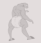 anthro clean_diaper clothed clothing diaper looking_back male rear_view solo standing wearing_diaper steelshark half-life valve alien vortigaunt hi_res