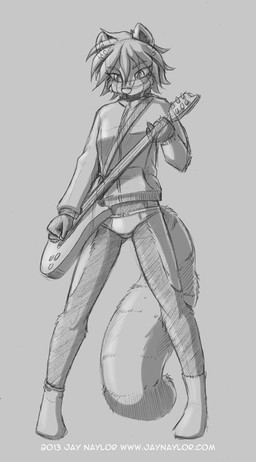 anthro clothed clothing electric_guitar female footwear fully_clothed guitar guitar_pick hair jacket legwear markings musical_instrument panties playing_guitar playing_music plucked_string_instrument ring_(marking) ringed_tail short_hair simple_background socks solo string_instrument striped_markings striped_tail stripes tail tail_markings topwear underwear conditional_dnp jay_naylor lynne ailurid mammal red_panda 2013 digital_media_(artwork) greyscale monochrome sketch