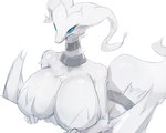 anthro big_breasts biped blue_eyes breasts female fur naturally_censored nipple_tuft simple_background solo tail tuft white_background white_body white_fur my700 nintendo pokemon generation_5_pokemon legendary_pokemon pokemon_(species) reshiram absurd_res hi_res