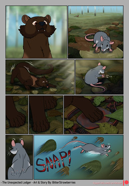 butt eating eating_food feral forest hunting leaves_on_ground mouse_tail plant shaking_butt text tongue tongue_out tree bitterstrawberries echo_(bitterstrawberries) fisher_(animal) gulonine mammal mouse murid murine mustelid musteline rodent comic english_text hi_res