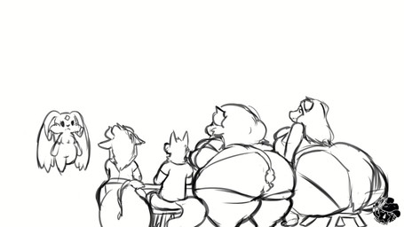 afro ambiguous_gender anthro big_butt body_size_growth bottomwear butt butt_focus clothing falling female fluffy fluffy_tail forehead_gem gem group hair horn huge_butt hyper hyper_butt long_ears long_hair long_tail looking_pleasured looking_up looking_up_at_another macro male overweight shirt shocked short_hair shorts sitting sitting_on_another size_difference size_transformation t-shirt tail topwear transformation underwear logtut fromsoftware gunfire_reborn mythology sekiro:_shadows_die_twice clumptar europa_(lewdcoalpuff) lumi_luan pin_e_apples terra_(terranariko) bovid bovine canid canine fox hybrid lagomorph leporid mammal mythological_carbuncle mythological_creature rabbit 16:9 animated hi_res short_playtime sound video widescreen