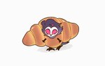 anthro bread clothing costume croissant croissant_costume food food_costume male one_eye_closed pastry solo wink orangeembraceee helluva_boss stolas_(helluva_boss) avian bird owl hi_res