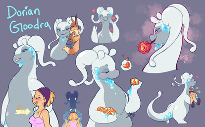 female group male slime solo_focus tail text flipside mythology nintendo pokemon dorain_goodra nova_eevee canid canine dragon eevee generation_1_pokemon generation_6_pokemon goodra human mammal mythological_creature mythological_scalie pokemon_(species) scalie 2015 digital_media_(artwork) hi_res model_sheet