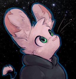 anthro big_ears clothed clothing coat cosmic_background fluffy_ears fur green_eyes looking_up markings mouthless solo star stargazing starry_background striped_markings striped_tail stripes tail tail_markings topwear white_body white_fur animancer luck_(animancer) dipodid jerboa mammal rodent 2026 bust_portrait hi_res portrait