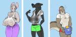 anthro big_breasts breasts clothing female group huge_breasts nipples shirt t-shirt topwear wet ritts chameli_muthupalaniappan janny_(ritts) pepper_ackerman canid canine canis crocodile crocodilian mammal murid murine rat reptile rodent scalie wolf