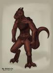 anthro female horn muscular muscular_female muscular_humanoid nude red_body red_skin solo tail text quanlain mythology dragon humanoid mythological_creature mythological_scalie scalie absurd_res hi_res pillarbox url