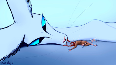 big_ears bite blood blue_eyes bodily_fluids brown_body brown_fur close-up decapitation duo eating feeding feral fur gore gore_focus hard_vore long_neck male perspective pink_nose predator/prey simple_background snuff tail text twitching violence vore white_body white_fur l0veblood ksyker_ringola deity divine_longkat domestic_cat felid feline felis mammal murid murine rat rodent 16:9 digital_media_(artwork) english_text hi_res signature widescreen