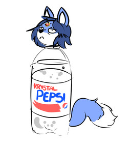 after_transformation anthro beverage blue_hair bottle container dipstick_tail female female_anthro frown fur hair humor inanimate_transformation markings multicolored_tail pun simple_background solo tail tail_markings transformation unimpressed visual_pun what white_background white_body white_fur spaghettiwarrior nintendo pepsi star_fox krystal_(star_fox) animate_inanimate canid canine fox mammal hi_res