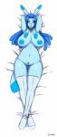 anthro breasts collar female genitals nipples nude pokemorph pussy solo rakihiro nintendo pokemon canid eeveelution generation_4_pokemon glaceon mammal pokemon_(species) hi_res