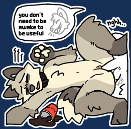 andromorph anthro balls big_clitoris black_collar clitoral_slit clitoris collar dialogue drugged drugged_sex duo eyes_closed fur genitals humanoid_genitalia humanoid_penis humanoid_vulva intersex intersex/male lying male markings nude on_back open_mouth pawpads paws penetration penis pink_clitoris questionable_consent sex simple_background sleep_sex sleeping smile solo_cup speech_bubble spilled_drink spread_legs spreading striped_markings striped_tail stripes substance_intoxication tail tail_markings tan_body tan_fur text transparent_background vulva white_body white_fur rookspirit max_(rookspirit) canid canine fox mammal alpha_channel english_text hi_res trans_(lore) trans_man_(lore)