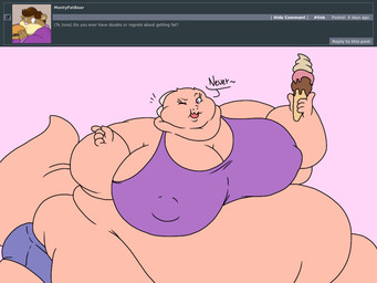 5_fingers anthro ask_blog bar_emanata belly big_belly big_breasts big_nipples black_eyebrows blue_bottomwear blue_clothing bottomwear breasts cleavage clothed clothing crop_top denim denim_bottomwear denim_clothing denim_shorts dessert dialogue double_chin emanata eyebrows eyelashes female fingers flabby_arms food frill_(anatomy) front_view glistening glistening_eyes head_crest head_frill holding_food holding_object huge_belly huge_breasts hyper hyper_belly ice_cream looking_at_viewer love_handles membrane_(anatomy) membranous_frill morbidly_obese morbidly_obese_anthro morbidly_obese_female nipple_outline nipples obese obese_anthro obese_female one_eye_closed open_mouth overweight overweight_anthro overweight_female pink_background pink_body pink_scales pink_tongue purple_clothing purple_eyes purple_topwear question raised_eyebrow scales shirt shorts simple_background smile solo tail text three-quarter_view tight_clothing tongue topwear wink batspid2 juna_(batspid2) lizard reptile scalie 2018 4:3 digital_drawing_(artwork) digital_media_(artwork) english_text flat_colors