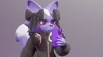 anthro cellphone clothed clothing electronics female headphones phone smartphone solo zolnix aggretsuko sanrio shikabane_(aggretsuko) mammal mephitid skunk 16:9 3d_(artwork) digital_media_(artwork) hi_res widescreen