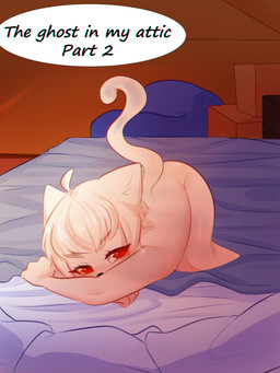 5_fingers anthro ass_up attic bean_bag bed black_nose box container crossed_arms female fingers fur furniture hair inside looking_at_viewer lying on_bed on_front pillow red_eyes short_hair solo tail text white_body white_fur white_hair white_tail young young_anthro young_female aoizuri ghost_(claralaine) domestic_cat felid feline felis ghost mammal spirit 3:4 chromatic_aberration comic cover cover_art cover_page english_text hi_res