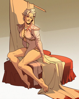 athletic athletic_humanoid athletic_male bed clothed clothing crossdressing furniture hair humanoid_pointy_ears male not_furry pecs pointy_ears sitting solo white_clothing white_hair ayumumum baldur's_gate baldur's_gate_3 bioware dungeons_and_dragons electronic_arts hasbro larian_studios wizards_of_the_coast astarion_(baldur's_gate) elf humanoid vampire hi_res