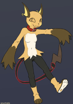 4_toes anthro biped black_tail breasts collar collar_only countershade_torso countershading featureless_breasts featureless_crotch feet female front_view grey_background looking_at_viewer nude nude_anthro nude_female pokemorph simple_background small_breasts smile solo spiral spiral_eyes tail toes yellow_body sealer4258 nintendo pokemon mimi_(sealer4258) generation_1_pokemon generation_7_pokemon hybrid mimikyu pokemon_(species) raichu 2025 absurd_res digital_drawing_(artwork) digital_media_(artwork) hi_res