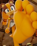 5_toes anthro clothed clothing feet female foot_fetish foot_focus foot_play humanoid_feet looking_at_viewer low-angle_view plantigrade soles solo toes upskirt nouvaera sega sonic_boom sonic_the_hedgehog_(series) sticks_the_jungle_badger badger mammal mustelid musteline 3d_(artwork) digital_media_(artwork) hi_res