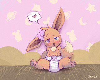 6_nipples accessory anthro belly_nipples biped blue_eyes blush blush_lines bow_ribbon brown_body clothed clothing diaper diaper_only digitigrade dipstick_tail eyebrows female front_view hair_accessory hair_bow hair_ribbon head_tuft heart_symbol inviting loli looking_at_viewer markings multi_nipple navel neck_tuft neonate nipples open_mouth pawpads ribbons sitting sitting_on_ground solo spread_legs spreading tail tail_markings tan_markings topless topless_female tuft wearing_diaper young young_anthro young_female lahuncham nintendo pokemon gracie_(sweetcupcake) eevee generation_1_pokemon pokemon_(species) 2025 5:4 absurd_res hi_res