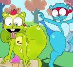 anthro apple balls bent_over big_balls big_butt big_penis blue_body blue_ears blue_fur blue_hair blush blush_lines buckteeth butt candy candy_apple candy_cane day dessert duo erection food food_on_chest food_on_face food_on_head fruit fur genitals grass green_body green_ears green_eyes green_fur green_tail hair heart_nose heart_symbol heterochromia huge_balls ice_cream ice_cream_cone lollipop looking_at_another looking_at_butt male male/male mask multicolored_body multicolored_fur on_grass outside penis pink_nose plant red_mask sky smile surprise surprised_expression tail teeth thick_thighs tongue tongue_out tree two_tone_body two_tone_fur furu_flami happy_tree_friends nutty_(htf) splendid_(htf) flying_squirrel mammal rodent sciurid tree_squirrel 2024 digital_media_(artwork)