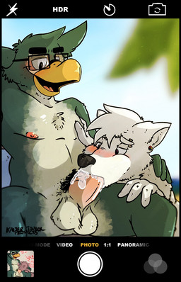 anthro anthro_on_anthro balls beak bodily_fluids camera_view cum cum_from_mouth cum_in_mouth cum_inside day duo erection eyewear fellatio genital_fluids genitals glasses looking_down male male/male male_penetrated male_penetrating male_penetrating_male nipples nude open_mouth oral oral_penetration outside penetration penile penis pubes raised_arm sex sitting sky smile spread_legs spreading kaisertaylorproducts giovanni_da_milano stephen_(twincash) avian bird canid canine canis mammal penguin wolf hi_res signature
