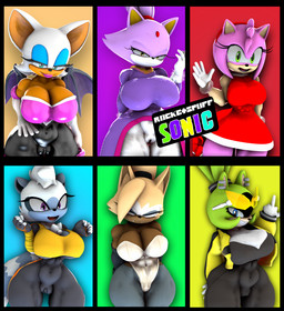 bedroom_eyes big_breasts breasts camel_toe fangs female gesture group hand_gesture hand_on_hip happy huge_breasts looking_at_viewer middle_finger narrowed_eyes seductive sharp_teeth smile smug_grin teeth under_boob waving waving_at_viewer rocketspuff kabalmystic_(modeler) idw_publishing sega sonic_the_hedgehog_(comics) sonic_the_hedgehog_(idw) sonic_the_hedgehog_(series) amy_rose blaze_the_cat rouge_the_bat surge_the_tenrec tangle_the_lemur whisper_the_wolf afrosoricid bat canid canine canis domestic_cat eulipotyphlan felid feline felis hedgehog lemur mammal primate ring-tailed_lemur strepsirrhine tenrec wolf 3d_(artwork) digital_media_(artwork) hi_res