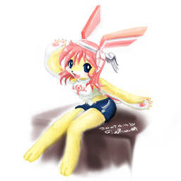 anthro clothing countershading crop_top female fur hair kemono midriff open_mouth open_smile pink_hair shirt smile solo topwear yellow_body yellow_fur salihombox 1:1 2008