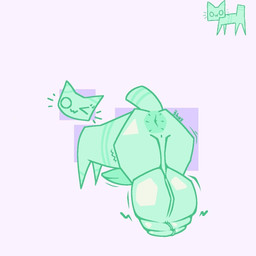 anus balls big_balls butt emoticon erection feral genitals green_body huge_balls hyper hyper_balls hyper_genitalia male motion_lines one_eye_closed penis presenting presenting_hindquarters quadruped rear_view simple_background solo wink shay_the_bunny felid feline mammal 1:1 hi_res