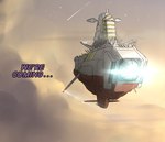 cloud detailed_background dialogue not_furry shooting_star sky spacecraft text vehicle uc77 hotblooded_pinkie space_battleship_yamato english_text