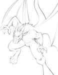 3_fingers 4_toes anthro claws clenched_teeth feet fight fingers horn male membrane_(anatomy) membranous_wings muscular muscular_anthro muscular_male nude solo spines tail teeth toes wings mikeknight19 mythology dimitri_(anthrodragon) dragon mythological_creature mythological_scalie scalie hi_res line_art monochrome