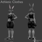 anthro athletic_wear black_clothing clothing front_and_back fur green_eyes grey_background grey_body grey_fur looking_at_viewer male simple_background solo lagomorph_dude blender_cycles warfare_machine gin_(lagomorph_dude) rabbit_(lagomorph_dude) lagomorph leporid mammal rabbit 1:1 3d_(artwork) blender_(artwork) digital_media_(artwork) hi_res watermark