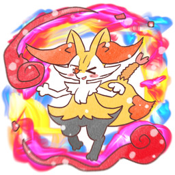 abstract_background ambiguous_anthro ambiguous_gender anthro biped blurred_background blush blush_stickers digitigrade dipstick_tail featureless_crotch food looking_at_viewer markings object_in_tail on_one_leg one_eye_closed open_mouth open_smile shrimp_(food) smile solo standing tail tail_markings wink winking_at_viewer annyui0611 nintendo pokemon braixen canid generation_6_pokemon mammal pokemon_(species) 1:1 2023 digital_drawing_(artwork) digital_media_(artwork) full-length_portrait hi_res japanese_description portrait translated_description