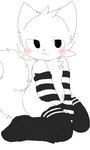 >:3 anthro black_clothing black_eyes black_legwear black_thigh_highs blush blush_lines cheek_tuft clothing facial_tuft fluffy fluffy_tail fur legwear male pattern_clothing pattern_legwear pattern_thigh_highs sitting solo striped_clothing striped_legwear striped_thigh_highs stripes tail thigh_highs tuft white_body white_fur chano boy_kisser_(meme) silly_cat_(mauzymice) domestic_cat felid feline felis mammal hi_res meme