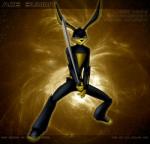 anthro blue_eyes bodysuit clothing holding_melee_weapon holding_object holding_sword holding_weapon male melee_weapon skinsuit solo superhero superpowers sword text tight_clothing toony weapon la_volpe loonatics_unleashed looney_tunes warner_brothers ace_bunny lagomorph leporid mammal rabbit 2011 hi_res