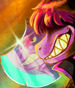 anthro axe female grin purple_body purple_skin sharp_teeth smile smirk solo teeth vanze deltarune mythology undertale_(series) susie_(deltarune) dragon mythological_creature mythological_scalie reptile scalie hi_res