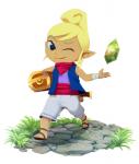 blonde_hair clothing feet female footwear grass hair holding_object humanoid_pointy_ears not_furry one_eye_closed plant pointy_ears sandals shoes smile solo toes wink nikogeyer nintendo the_legend_of_zelda wind_waker pirate_leader_tetra humanoid hylian 2018