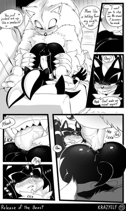 anal anthro anus balls bite biting_lip black_nose blush blush_lines chest_tuft claws clothing consent_themes dialogue duo fangs fluffy fluffy_chest footwear foreplay furniture genitals holding_both_legs larger_male legs_back male male/male muscular muscular_anthro muscular_arms muscular_male oral penis quills_(anatomy) rimming sex size_difference socks sofa speech_bubble teeth text tongue tongue_out tuft krazyelf sega sonic_the_hedgehog_(series) sonic_unleashed shadow_the_hedgehog sonic_the_hedgehog sonic_the_werehog eulipotyphlan hedgehog mammal werecreature wereeulipotyphlan werehog 3:5 absurd_res black_and_white comic english_text hi_res monochrome