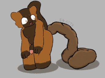 anthro bent_over erection excessive_feces feces feces_pile hands_on_knees hands_on_legs hyper hyper_feces male pooping solo skattapookie lemur mammal primate red_ruffed_lemur ruffed_lemur strepsirrhine hi_res